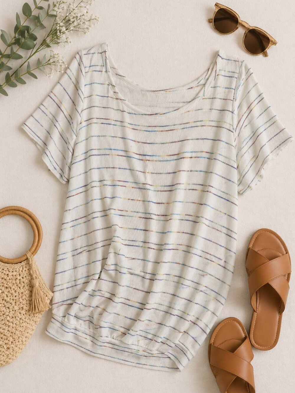 Torrid Striped Knit Top Size 1 Plus Rainbow Stripe Soft Tee